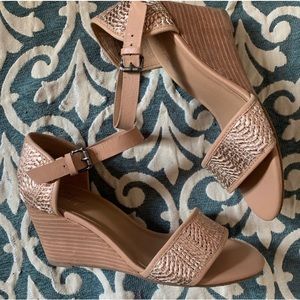 Crown Vintage Open Toe Metallic Wedges